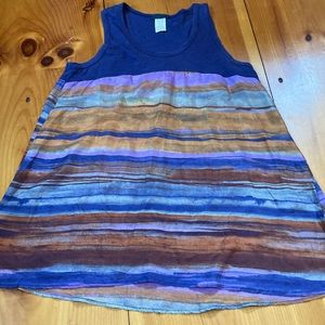 LEFT OF CENTER S Silk Tank Top w/Contrasting Cotton Material Mixed Media